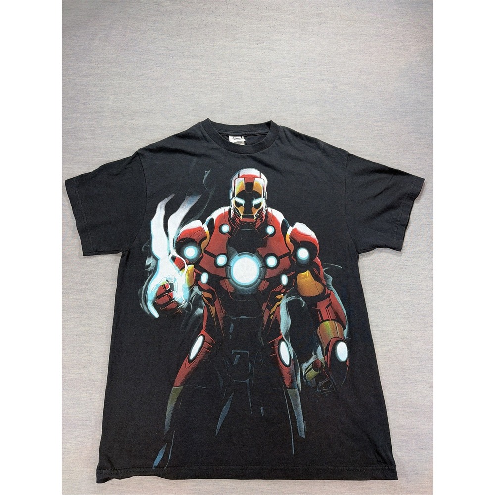 Vintage Marvel Iron Man Black T Shirt Delta Pro Weight Y2K Adult Large Vtg